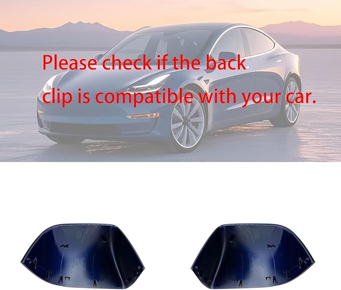Compatible with Tesla Model 3 Side Mirror Cover Replacement 2017 2018 2019 2020 2021 2022 2023 2024, Left & Right Side Rearview Mirror Cover Cap for Model 3 Accessories(Blue) 2pcs