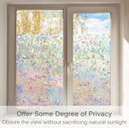 Volcanics Window Privacy Film with Installation Tools, Static Window Clings Vinyl 3D Window Decals Window Stickers Rainbow Window Film for Glass Door Home Heat Control Anti UV 17.5 x 118 Inches