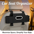 Car Back Seat Organizer with Cup Holders and Tissue Box, 3-in-1 Multifunctional Headrest Storage for Car, Hanging Organizer with Trash Bin & Hooks for Phones, Snacks, Handbags - Black