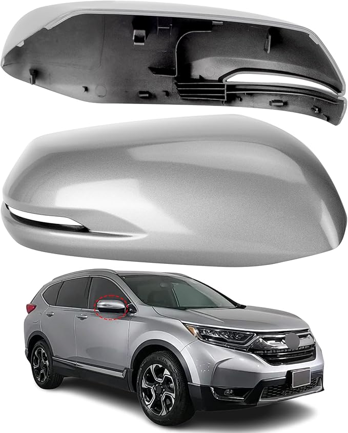 Passenger Side Mirror Cover Replacement for Honda CRV 2017 2018 2019 2020 2021 2022 - Right Side Mirror Covers, Rear View Mirrors Cap Accessories Grey, With Lamp