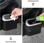 Accmor Car Trash Can with Lid, Mini Vehicle Trash Bin Car Dustbin Garbage Organizer Holder with Trash Bag, 2 Pack Small Hanging Leakproof Cars Storage Bag Container for Auto, SUV, Office (Silver)