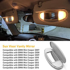 Sun Visor Mirror Cover Compatible with Mini Cooper & Cooper S R55 Clubman 2008-2013/R56 Hatchback 2007-2013/R60 Countryman 2011-2014,1PC Sun Visor Vanity Mirror Replacement for Left/Right,Gray