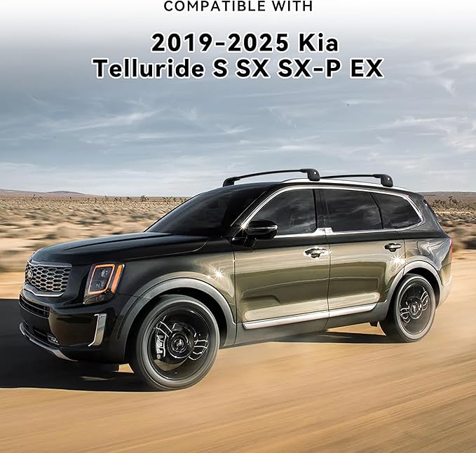 FLYCLE 300Lbs Roof Rack Cross Bars Compatible with KIA Telluride 2019-2025 S SX SX-P EX, Lockable Cross Bars Roof Rack Cargo Bars for Luggage Kayak Bikes Canoe Ski Snowboard