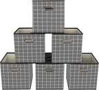 Yunkeeeper storage bins Cubes, Fabric Cube Organizer with Handle, Foldable Cube Bins for Cloth or Accessary Storage, 11x11x11