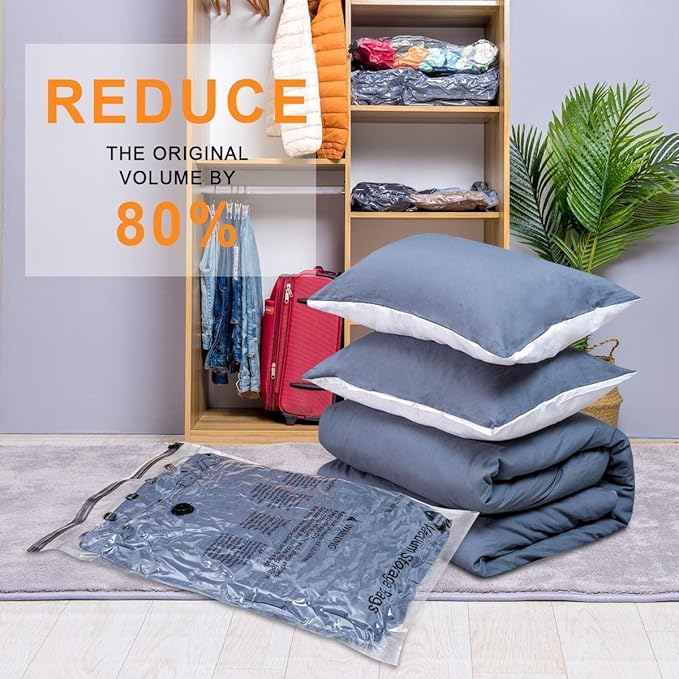 GONGSHI Vacuum Storage Bags, Space Saver Bags for Clothing,Blankets,Comforters, Pillows, Clothes,Travel,15 Combo-EPUMP