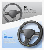 Wigoo Car Steering Wheel Cover Compatible with Subaru [Ergonomic Design, Ultra Breathable] Black Leather Wheel Cover for Better Control, Car Accessory for Women and Men, 14.5''-15''