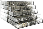 Clear Grey Acrylic Jewelry Storage Box, Earring Jewelry Organizer with 5 Drawers, 5-Layer Jewelry Box for Women, Earring Disp