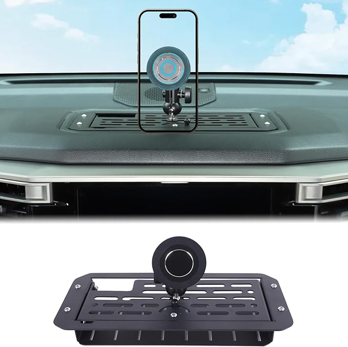 Aunginsy Center Console Dash Storage Organizer Tray with Magnetic Phone Holder Compatible with Toyota Tundra/Sequoia 2022-2026, Dashboard Multi-Functional Mobile Phone Mount Storage Box Accessories