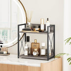 Giikin Coffee Bar Accessories, 2 Tier Spice Rack for Counter, Gray Kitchen Countertop Organizer (Grey, L)