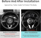 Hand Sewn Microfiber Leather Steering Wheel Cover on Wrap,Fit for Mazda 3 2014-2016 Mazda 6 2014-2016 Mazda 2 2015-2017 CX-3 2016-2017 CX-5 2013-2016 for Scion iA 2017