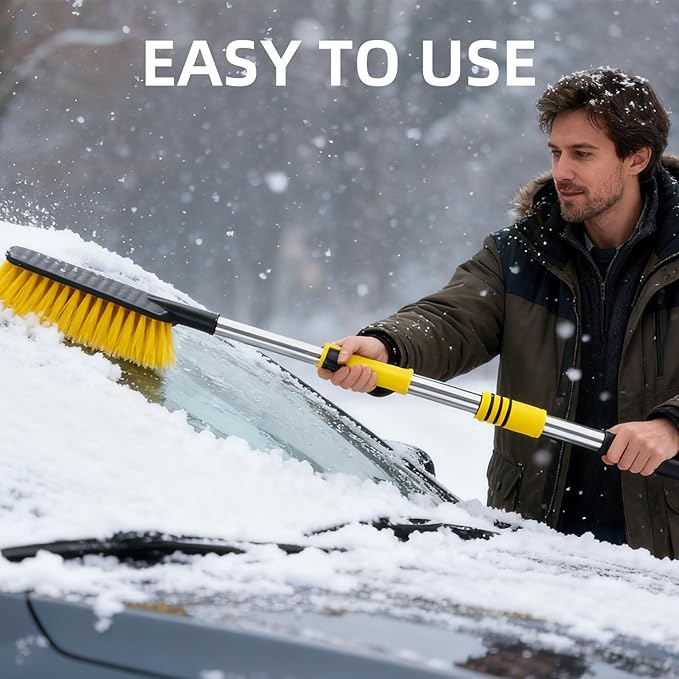 32" Telescoping Snow Brush for Car with Detachable Handle – an Extra-Wide Snow Brush and Ice Scraper for Car Windshield Window. The Ultimate Snow Scraper Brush for SUV & Trucks.