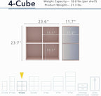Homes: Inside + Out Apexa 4-Cube Storage Organizer Shelves, Stackable Wood Bookcase Fits Cubby Bins for Organization, Dorm Te