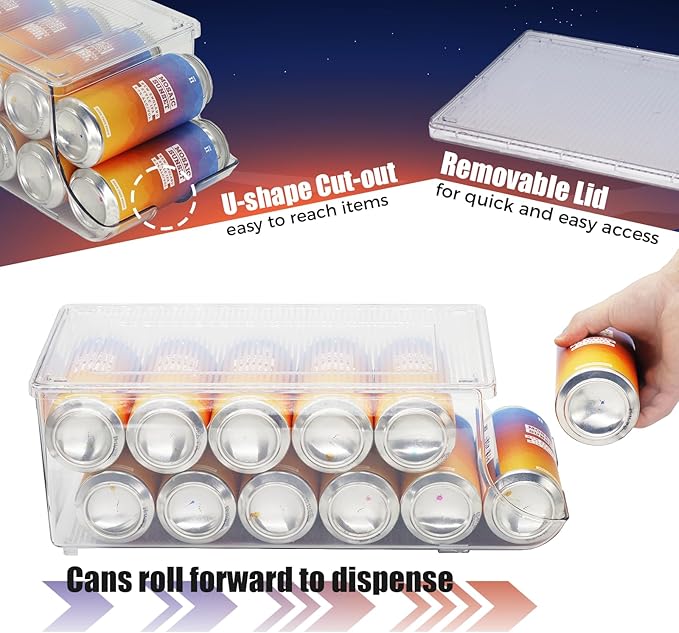 2 Pack Standard Can Organizer & 2 Pack Tall Can Organizer for Refrigerator