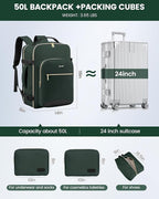 LOVEVOOK Travel Backpack for Women & Men 50L,Airline Approved Carry On Backpack Travel Essentials,TSA Carry on Luggage,Waterp