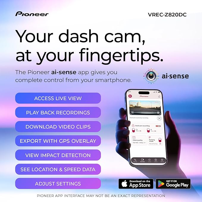 Pioneer VREC-Z820DC Dual Dash Cam Front and Rear Car Camera - Premium 4K Camera, AI-ISP Starvis Night Vision, 139 Degree Wide