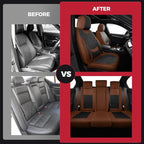 FREESOO Car Seat Covers Front Seats - Luxury Breathable Waterproof Faux Leather Car Seat Cover Protectors with Lumbar Support