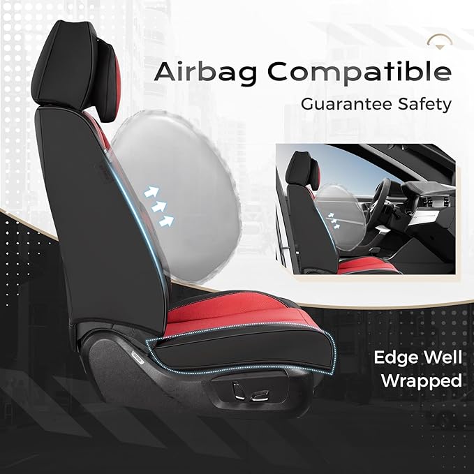 Coverado Seat Covers Full Set, 5 Seats Seat Covers for Cars, Waterproof Nappa Leather Car Seat Covers with Head Pillow, Seat 
