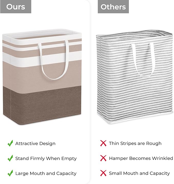 HomeHacks 2-Pack Large Laundry Basket, Waterproof, Freestanding Laundry Hamper, Collapsible Tall Clothes Hamper with Extended