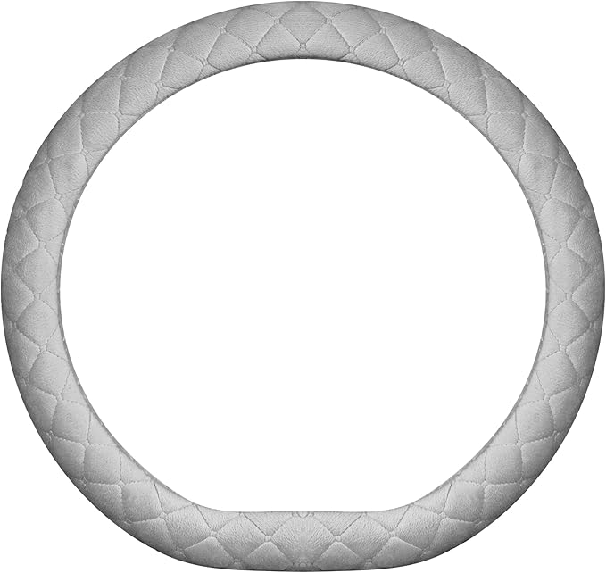 Soft Car Steering Wheel Cover for Sedan, SUV, Warm Luxury Velvet, Odorless, Universal, Anti Slip, Summer Winter, Gray, D Shap