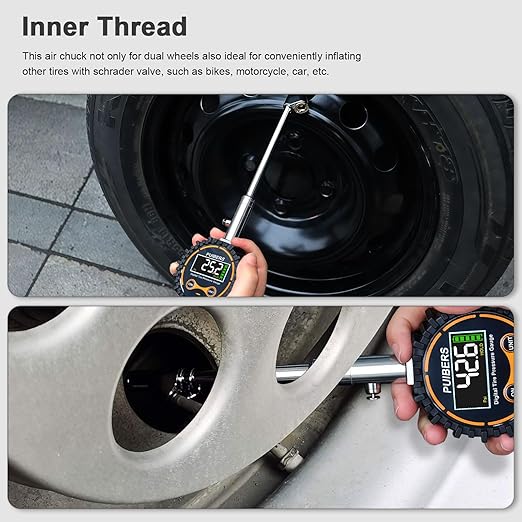 Semi Truck Digital Tire Pressure Gauge 200 PSI with LCD Color Screen, Heavy Duty Dual Head Chuck Tire Guage, ANSI B40.1 Certified - for Semi Trucks, Trucks, Cars, SUVs