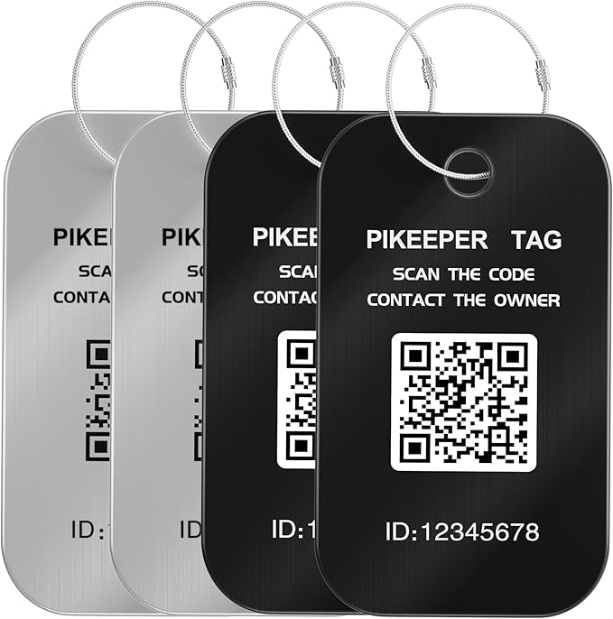 Smart Luggage Tags for Suitcase 4-Pack (2S2B) - Waterproof QR Code ID Labels, Show Scanner’s Location on Scan, Customizable &
