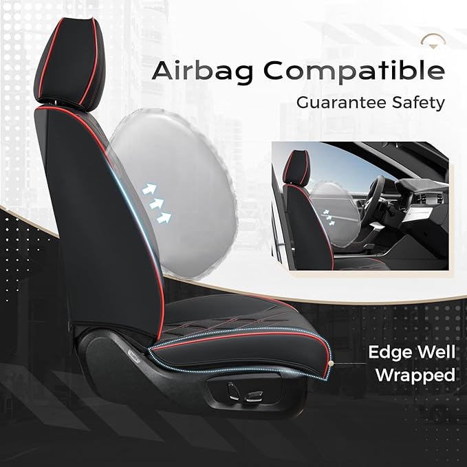 Coverado Car Seat Covers Full Set, Seat Covers for Cars, Front Seat Covers and Back Seat Cover Waterproof Leather Automotive 