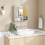Bathroom Wall Cabinet With Mirror,wall mounted bathroom cabinet,Medicine Cabinet with 2 Door ,Side Hook,Light and Adjustable 