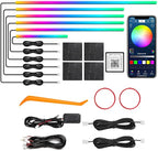 Dreamcolor Acrylic Interior Car LED Strip Light with Wireless APP, RGB 6 in 1 with 175 inches 612 LEDs Fiber Optic Car Ambient Lighting Kits, Dynamic Chasing Music Sync Neon LED Strip Lights for Car
