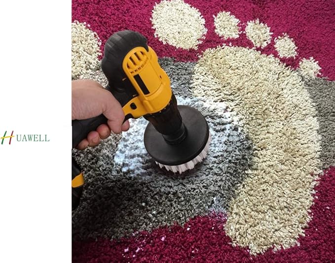 HUAWELL Automotive Soft White-Car Accessories Car Cleaning Brush - Drill Brush -Wheel Brush - Car Mats - Detail Brush - Carpe