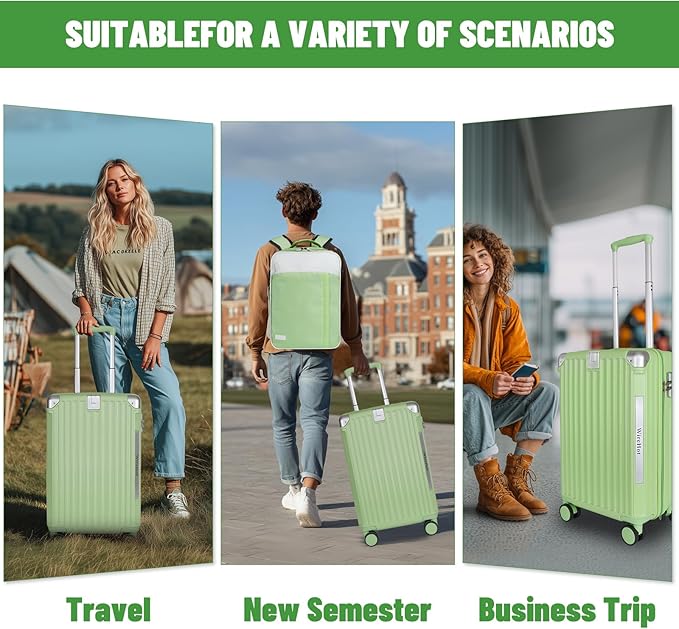 WireHot 22x14x9 Airline Approved Vintage Style Carry On Luggage with Backpack Sets, ABS+PC Hardshell Small 20 inch Retro Suit