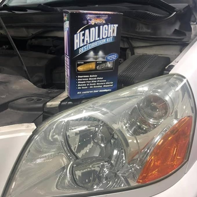 Gliptone Headlight Restoration Kit, No Sanding or Tools Required, Restores Yellowed and Cloudy Headlights, Improves Night Vis