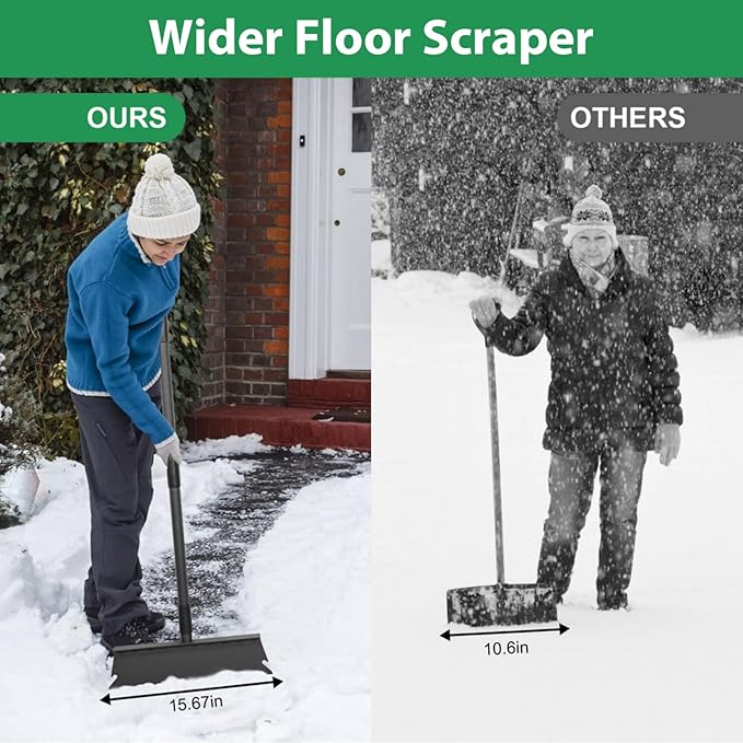 Large Garden Shovel, Multifunctional Cleaning Shovel 63 Inch Large Ice Scraper Heavy Duty Garden Tool for Weeding, Lawn Edging, Scraping and Ice Removal,Black