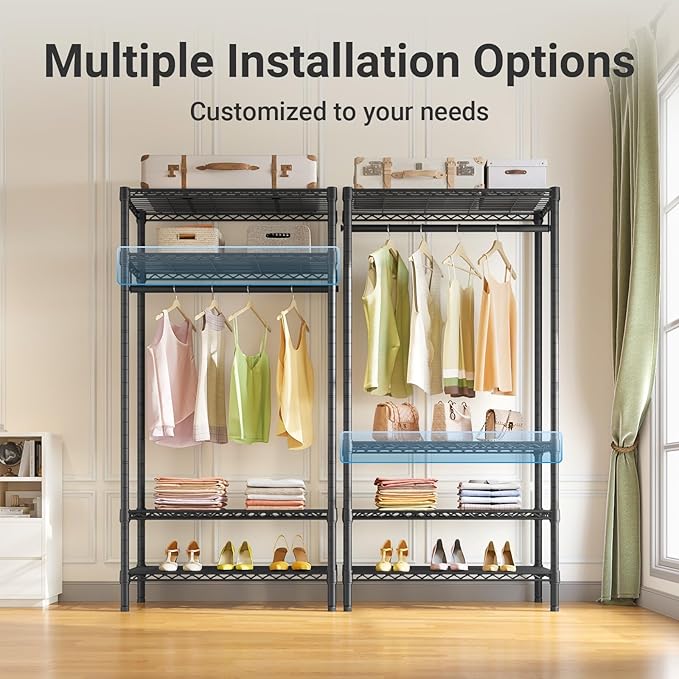 VIPEK V1 Medium Portable Garment Racks 440lbs Load Capacity, Heavy Duty Clothes Rack with 4 Tiers Adjustable Shelves & Hangin