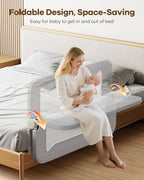 Foldable Bed Rail for Toddlers, 47in Reinforced Carbon Steel Frame&Connectors, Breathable Cationic Fabric, Safety Toddler Bed