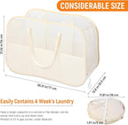 Collapsible Laundry Baskets with 3 Compartment, 150L Tear-proof Pop Up Hamper, Foldable Laundry Basket with Tote Handles, Dir