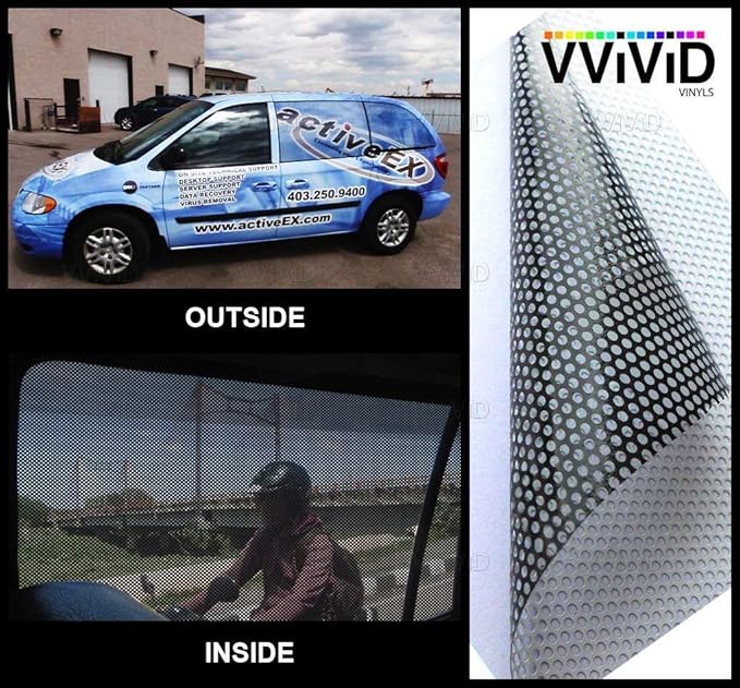 VViViD One Way Perforated Window Vinyl Privacy Wrap Film Roll Decal Sheet DIY Easy to Use Air-Release Adhesive (1ft x 54 Inch)