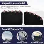 Ovege Car Window Shades Magnetic - Side Window Sun Shade Car Curtain Suedette UV Protection Privacy Baby Suction Magnetic －Front&Back 4pcs