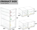 Prsildan Acrylic Drawer Makeup Organizer with 9 Drawers, Set of 3 Office Desk Organizers Accessories, Clear Stackable Storage