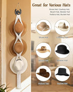 Macrame Wall Hat Rack Boho Hat Organizer Wall Mount with Cast Iron Horsehead Hanger Western Hat Holder for Women Wide Brimmed