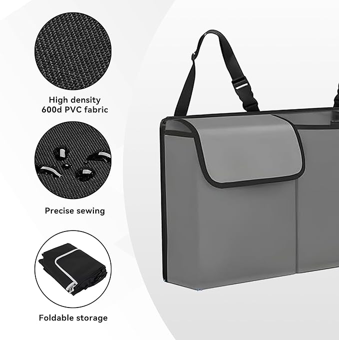 Car Trunk Organizer, Waterproof Collapsible Cargo Bag with 4 Pockets,Backseat Hanging Large Storage with Adjustable Straps, St
