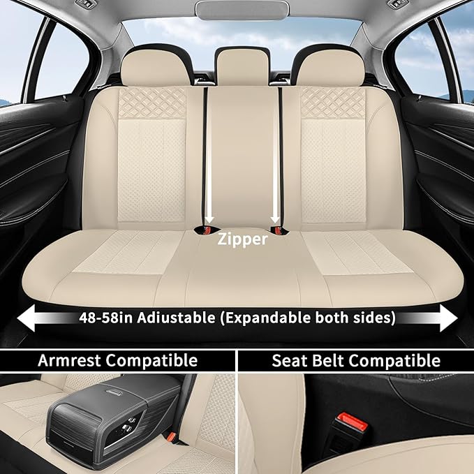 FLORICH Seat Covers Full Set Automotive Seat Covers Front and Rear Car Seat Cover Leather Air Mesh Seat Cushion 5 Seats Airba