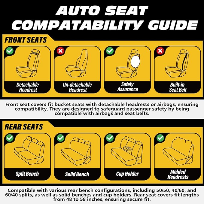 LINGVIDO Car Seat Covers for Front Seats (2 Seats) - Premium Perforated Nappa Leather,Waterproof Shield, Omni-Adapt Fit for S