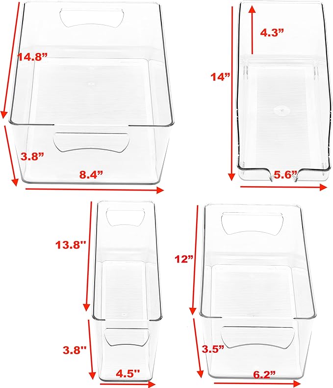 Simple Houseware Refrigerator Storage Organizer Bins, Assorted Set of 6