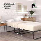 EconoHome Folding Bed with Mattress - 75x31 Cot Size Frame - Portable Rollaway Guest Bed with 5-inch Memory Foam Mattress - S