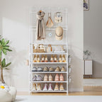 OYREL Shoe Rack 5 Tier Shoe Organizer Storage 15-20 Pairs Shoes Rack for Closet Entrance Shoe Rack Organizer with Hooks and S
