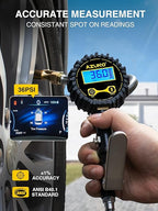 AZUNO Digital Tire Inflator with Pressure Gauge, 200 PSI, Heavy Duty Air Compressor Accessories, Comes with a Portable Carrying Box