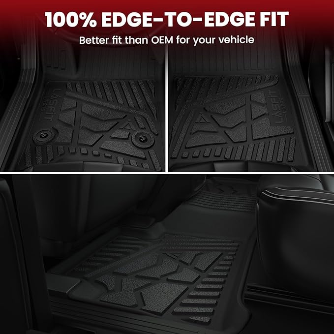 LASFIT Floor Mats for Chevy Silverado/GMC Sierra Extended Cab 1500 2500/2500HD 1999-2007, 3500HD 2001-2007(2007 Fit Classic Body Only), All Weather TPE Custom Fit Floor Mats for Cars, 1st & 2nd Row