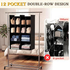 Ofiray-home 4 Tier Hanging Closet Organizer, 12 Compartments Sweater Organizer for Closet with 3 Sturdy Hooks, Closet Organiz