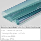 Charming Purple Blue Colorful Car Chameleon Windshield Tint Film 73.8% VLT Car Front Window Solar Protection Tint Color Change Window Film, 29.52" x 118.11"