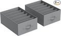 SONGMICS Set of 2 Large Size Wardrobe Clothes Organizers, 6-Compartment Foldable Drawer Organizers with Handles, 16.5 x 11.8 